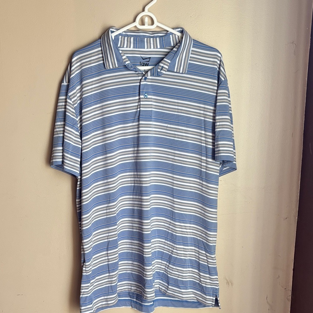 TGW (The Golf Warehouse) Blue Striped Men's Polo Shirt - Size XL